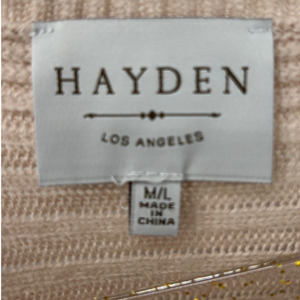 Hayden Los Angeles Women Blush Pink Ribbed Knit Poncho Sweater Oversized M/L - Picture 4 of 6